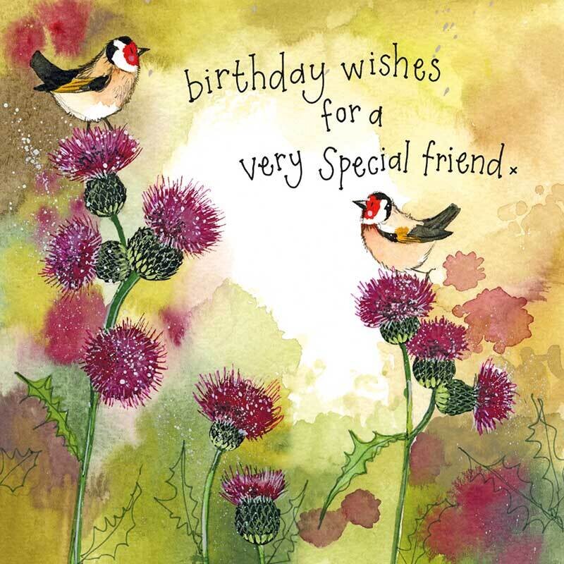 Alex Clark | Birthday Wishes for a Special Friend Goldfinches and Thistles Card