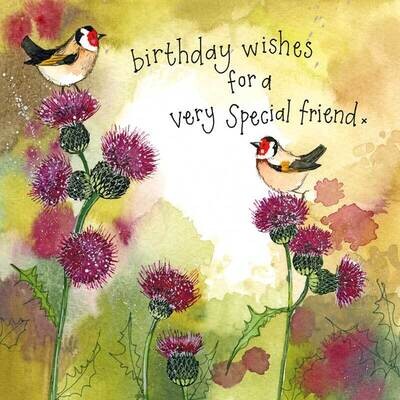 Alex Clark | Birthday Wishes for a Special Friend Goldfinches and Thistles Card