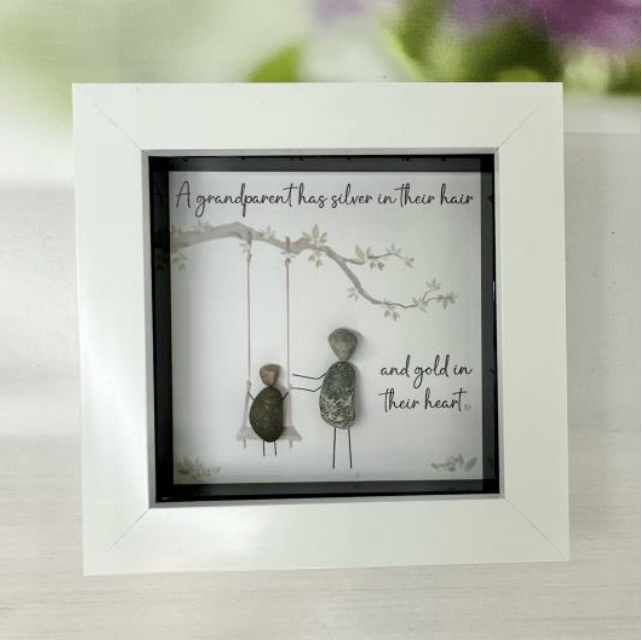 La De Da Living | White Pebble Frame - A grandparent has silver in their hair and gold in their heart