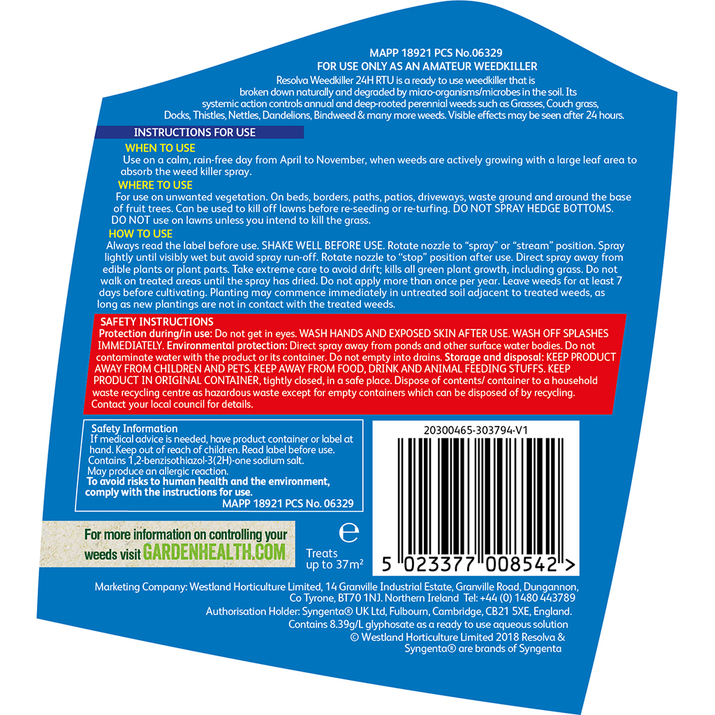 Westland | Resolva Weedkiller 24H Ready To Use 800ml + 25% Extra Free