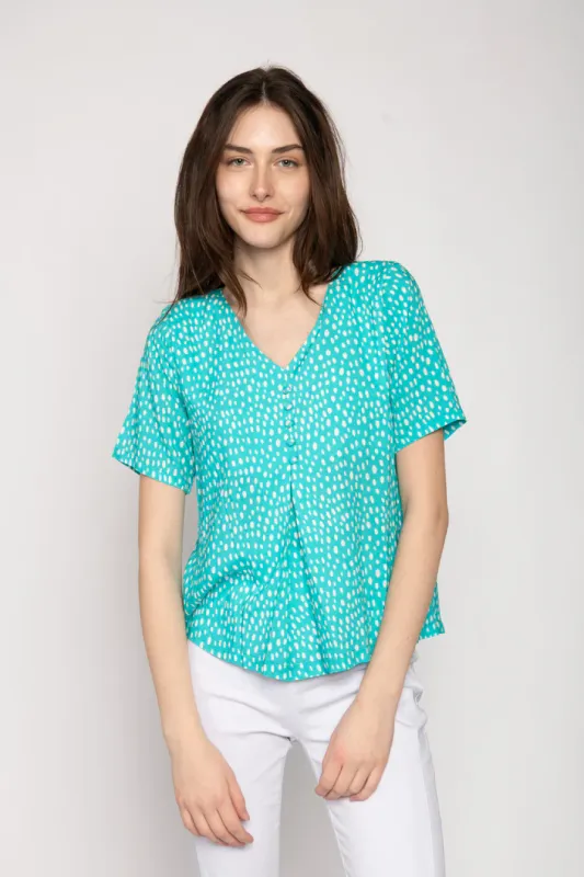 Women's Aqua V-Neck Top