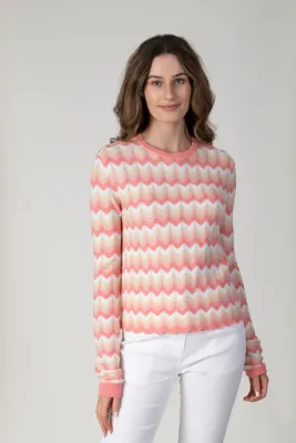 * Women's Coral Wave Stripe Knit Sweater