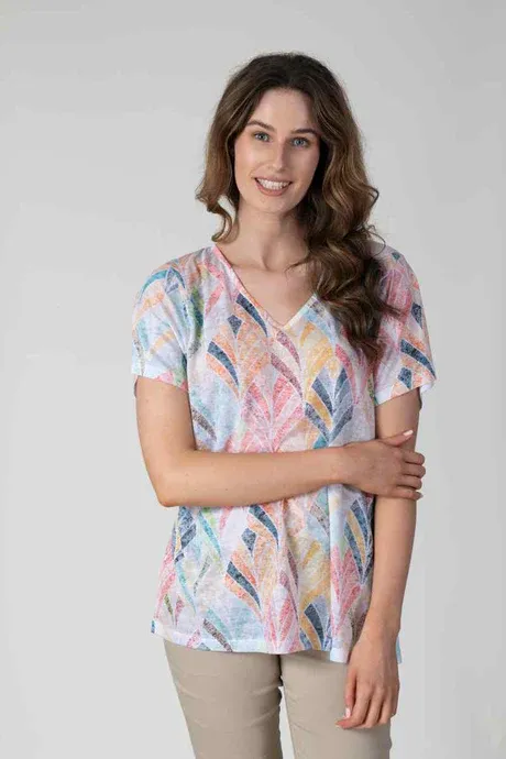 Women's Orange Geometric Print Shirt