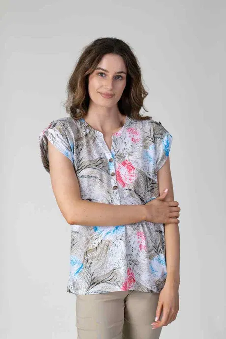 Women's Beige Button Front Shirt