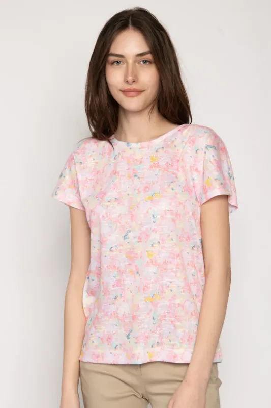 Women's Pink Paint Daub T-Shirt