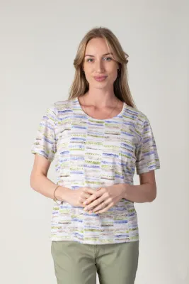 * Women's Apple Burnout Stripe Embellished T-Shirt