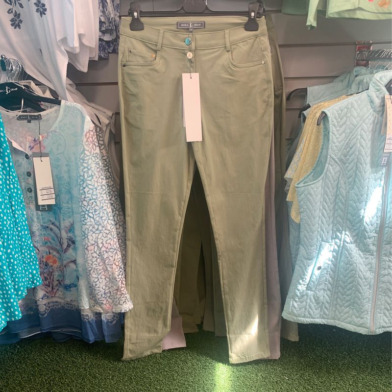 Women's Khaki Plain Cropped Bengaline Trousers