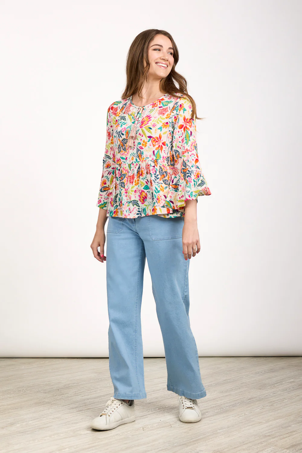 Women's Denim Blue Wide Leg Jeans