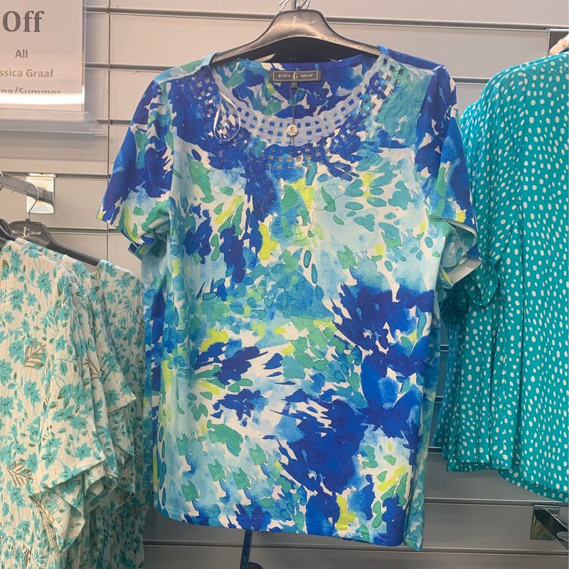 Women's Blue Short Sleeve Top