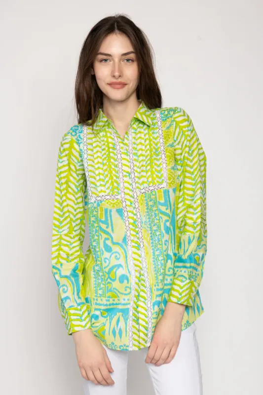 Women's Lime Printed Blouse