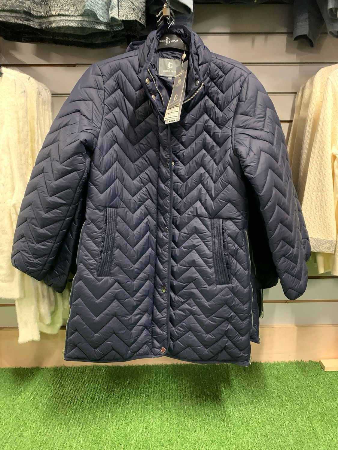 Women's Navy Long Plain Jacket