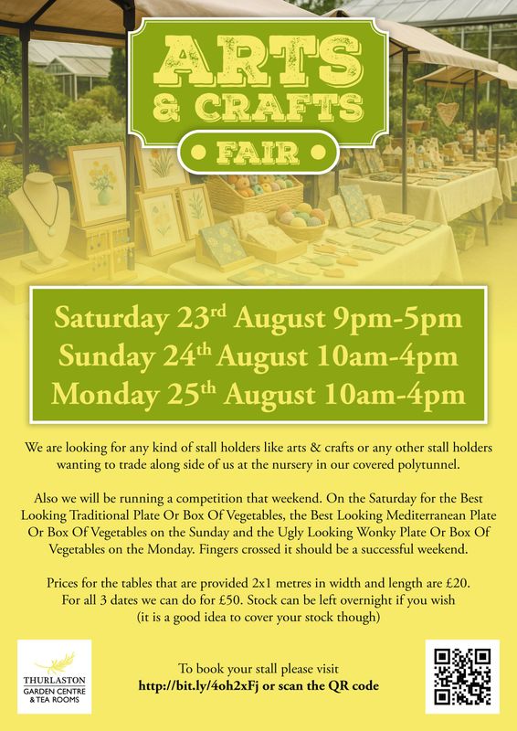 August Arts & Craft Fair Table Booking | 23rd, 24th, 25th August