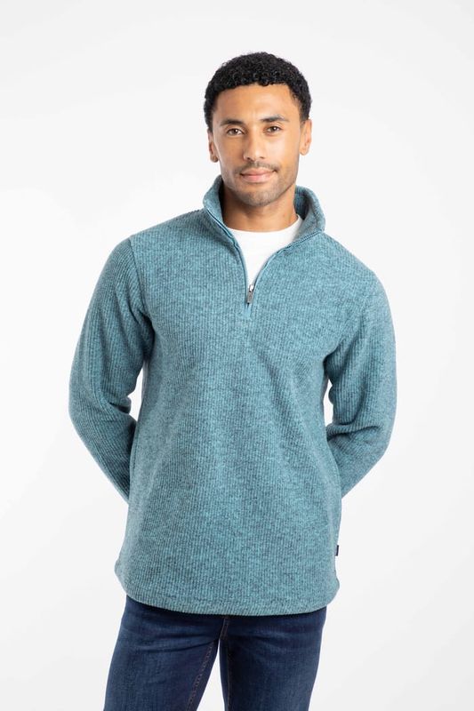 Weird Fish Newport 1/4 Zip Ribbed Fleece Smoked Blue