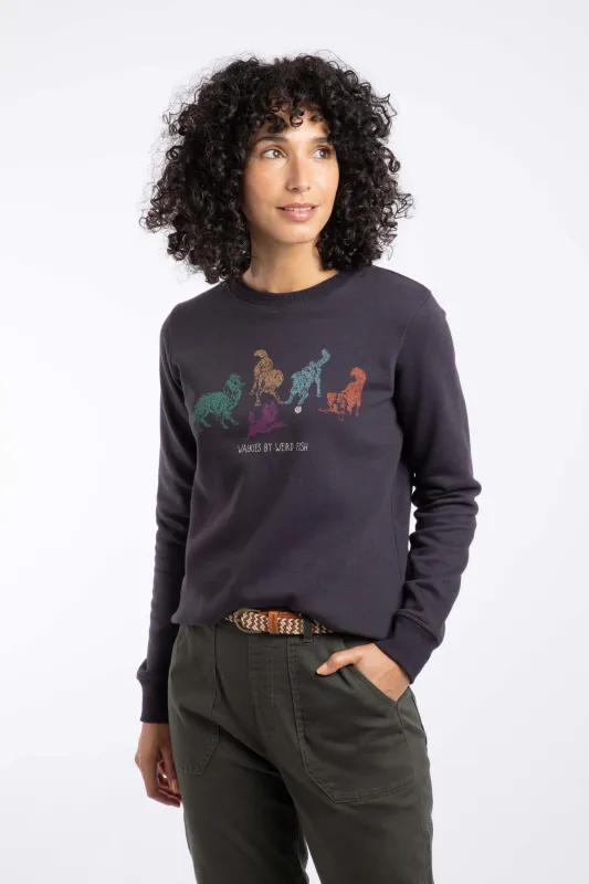 Weird Fish Chidham Graphic Crew Neck Sweatshirt Midnight