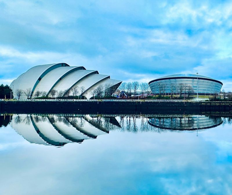 SEC Center Glasgow with reflection in the water