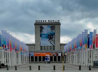 Messe Berlin north entrance during ITB Berlin where Global Expo Stand delivers ITB Berlin booth design packages