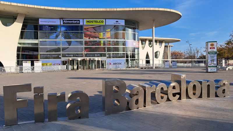 Fira Barcelona Gran Via entrance south during Hostelco 2024, co-located with Alimentaria 2024