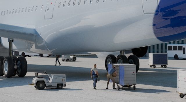 Some Ground Support Equipment next to an airplane