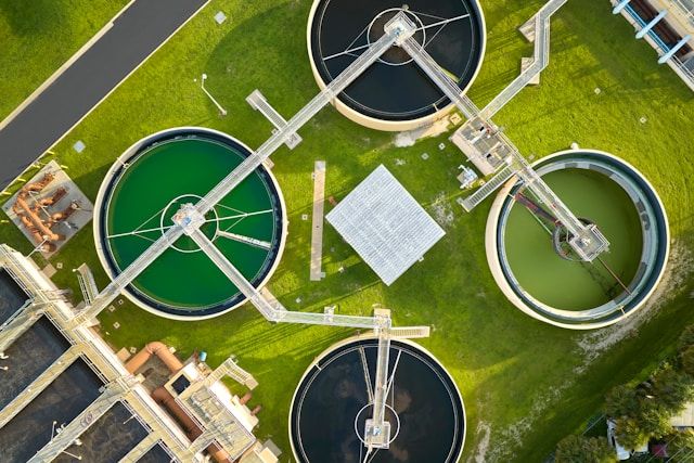 aerial view of a water treatment plant