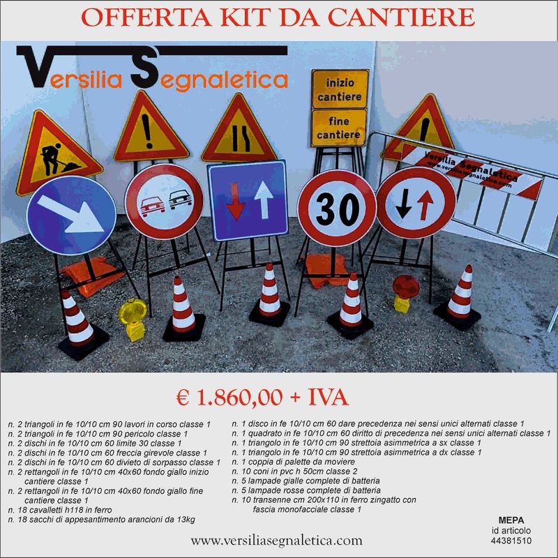 Kit segnaletica da cantiere