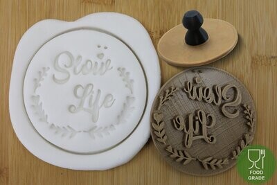 Prägestempel 'Slow Life' 5/7cm für Kekse/Fondant/Knete mit praktischem Griff