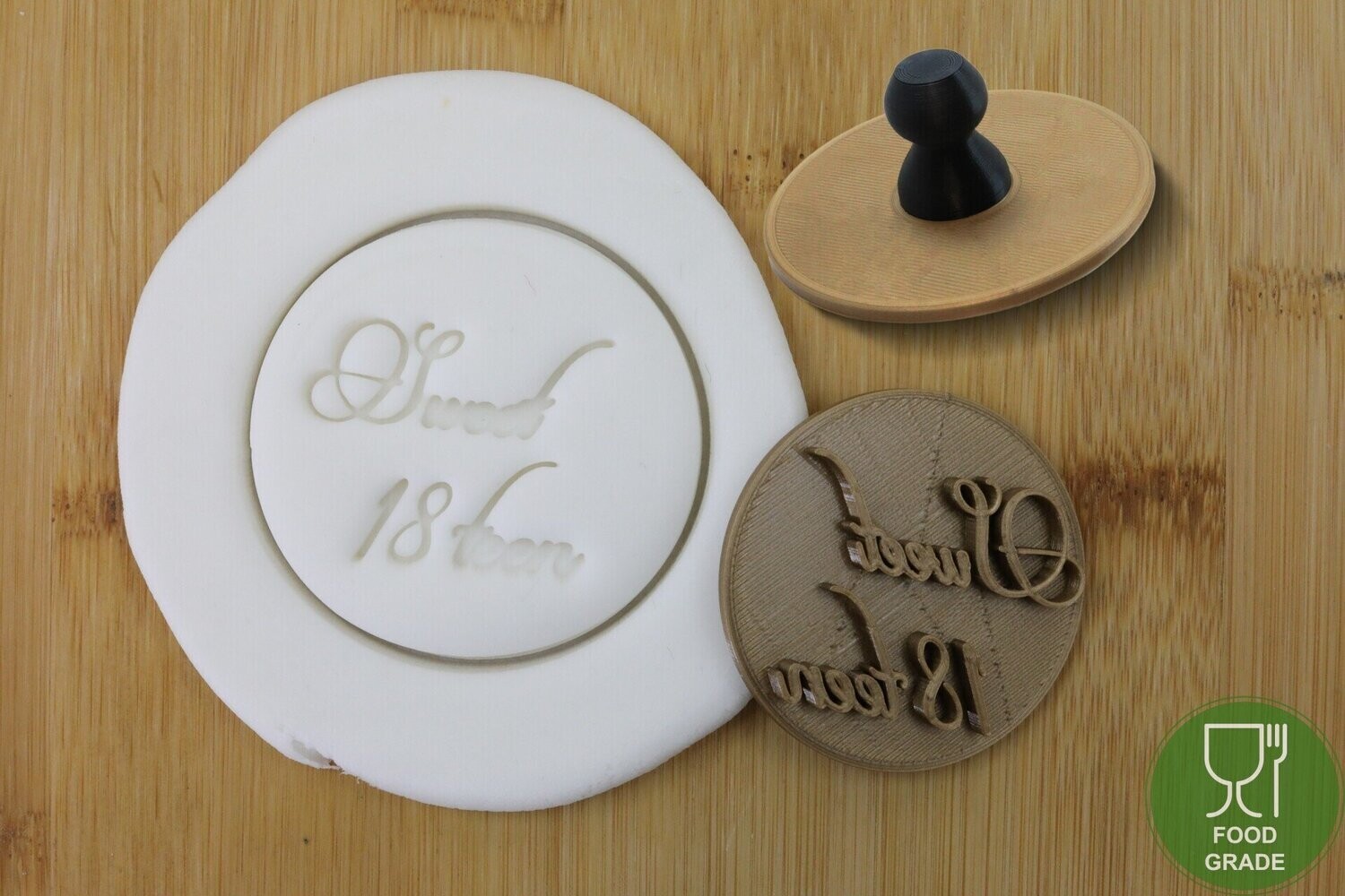 Prägestempel 'Sweet 18' 5/7cm für Kekse/Fondant/Knete mit praktischem Griff