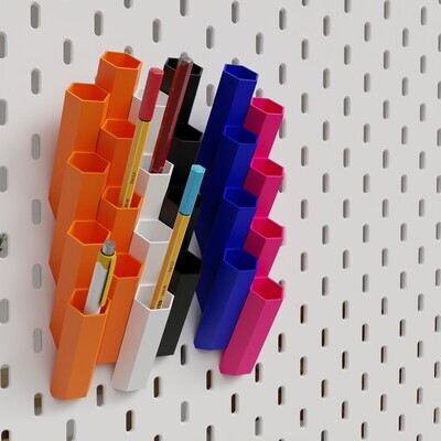 Pen holder 'honeycomb': Ikea pegboard compatible