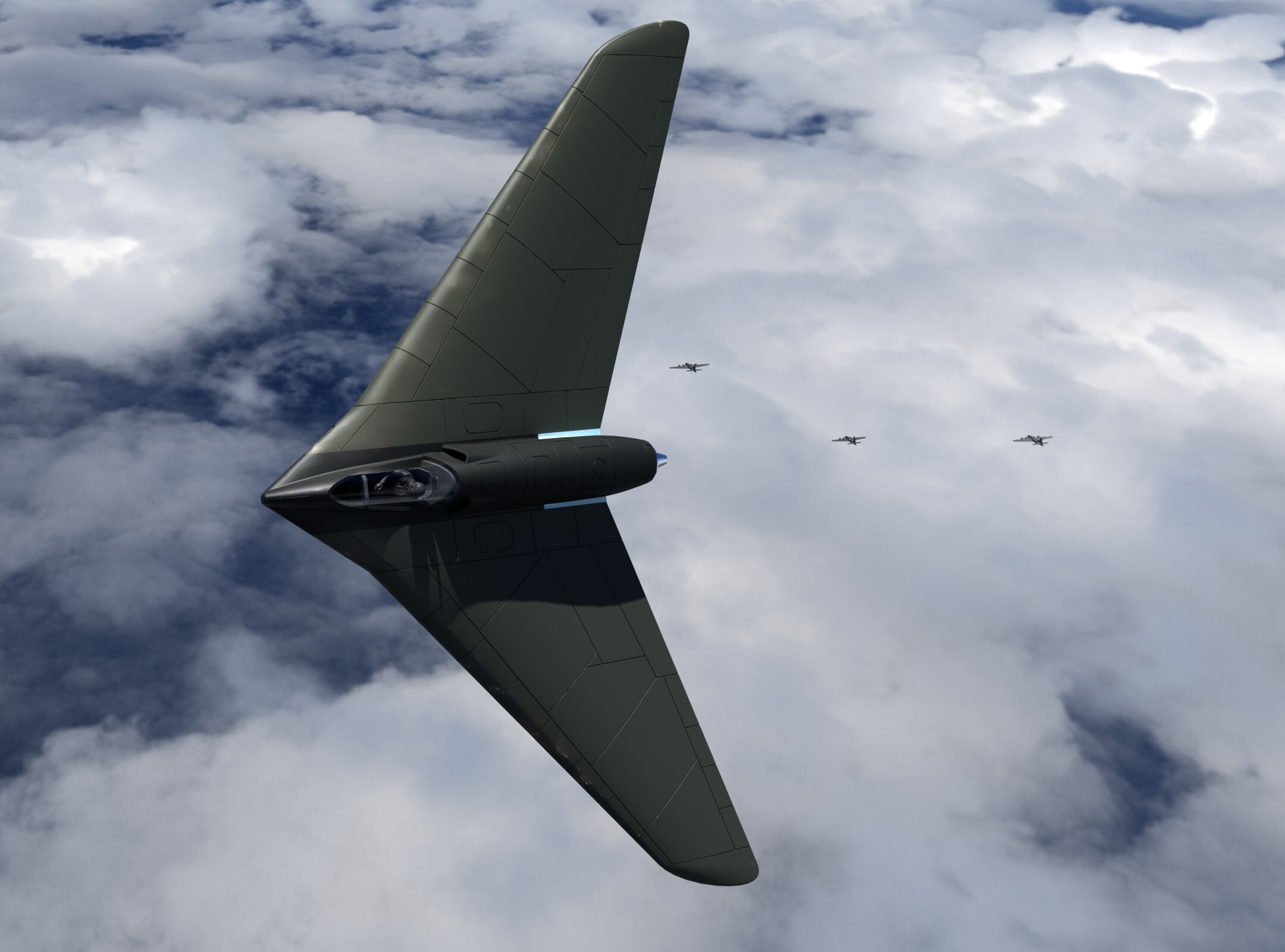 Horten Ho-X with HeS011 1:48 oder 1:72 Bausatz - model kit 3d printed