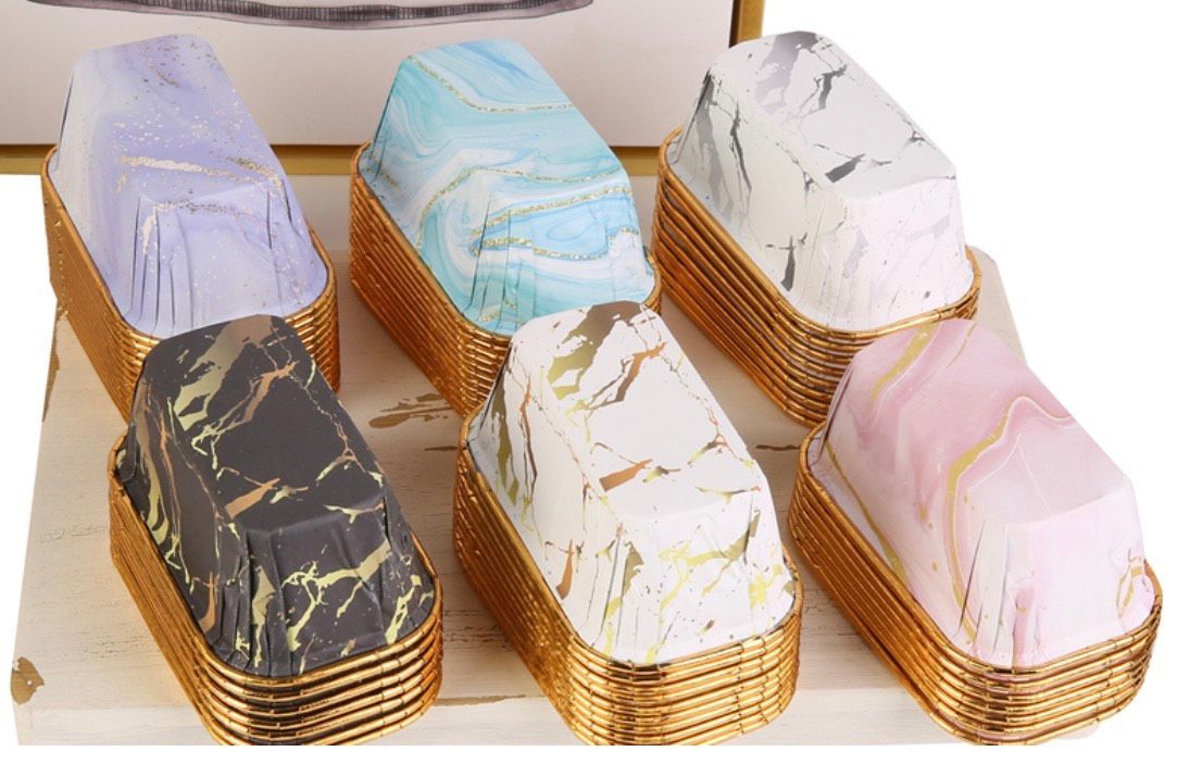 50st Einweg Rechteckig Kuchenbecher, Hitzebeständige Muffinbecher, Cupcake-Formen,Backformen Für Hochzeit,Muttertag,Geburtstag,Weihnachten