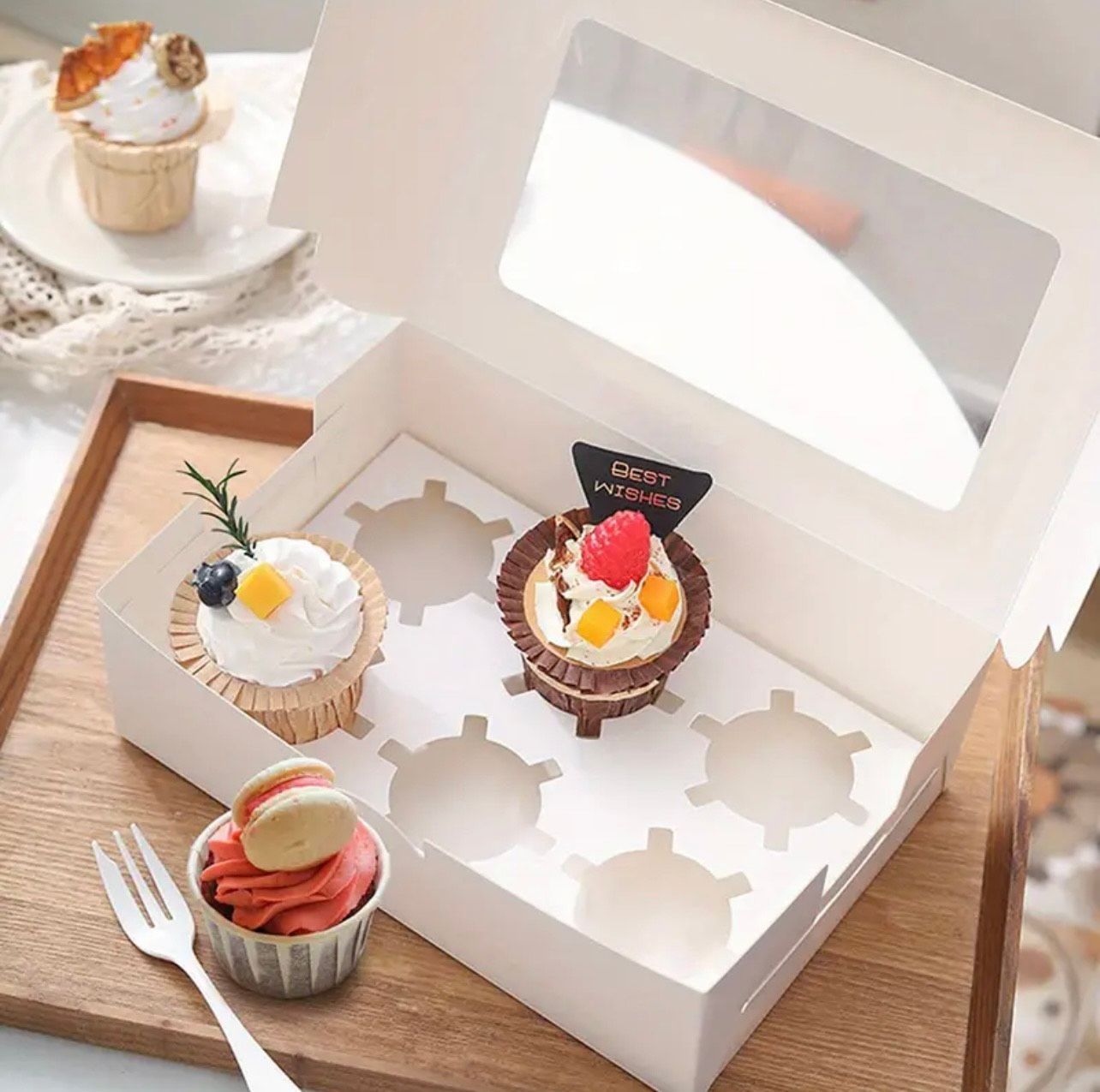 Cupcake Box, Transparenter Fenster-Muffin-Tarte-Behälter Mit Fenster, Weißbrot-Box, Einweg-Gebäckhalter, Kekse, Snacks, Desserts