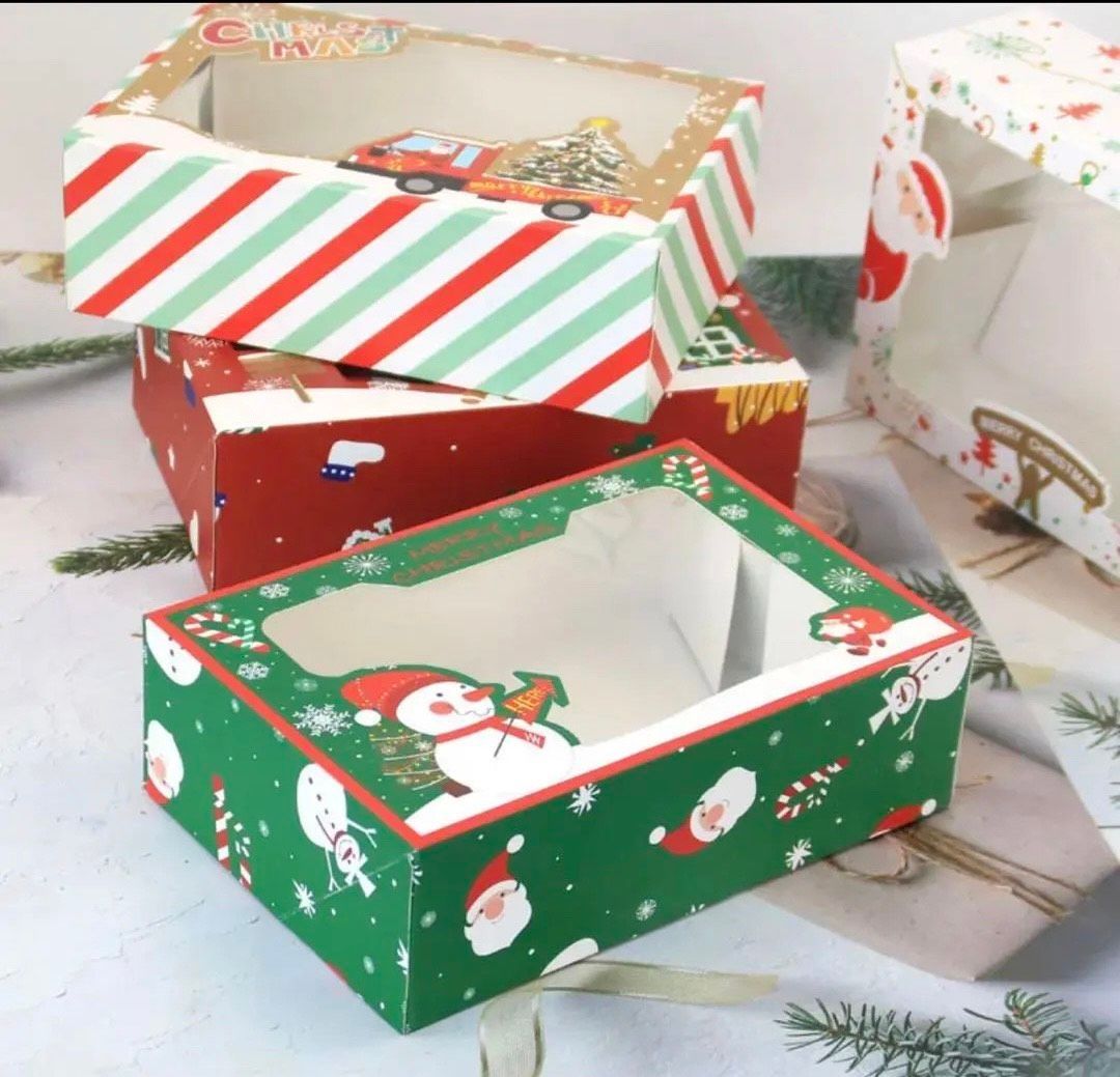 Grün Weihnachtsplätzchen Boxen mit Fenster, Leckerli-Boxen, Cupcake-Boxen, Feiertagsgeschenke, Backwaren und Partygeschenke