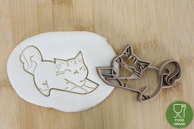 Keksstempel/Ausstechform Katze faulenzt ca.8cm Keksstempel/Ausstechform Katze faulenzt ca.8cm