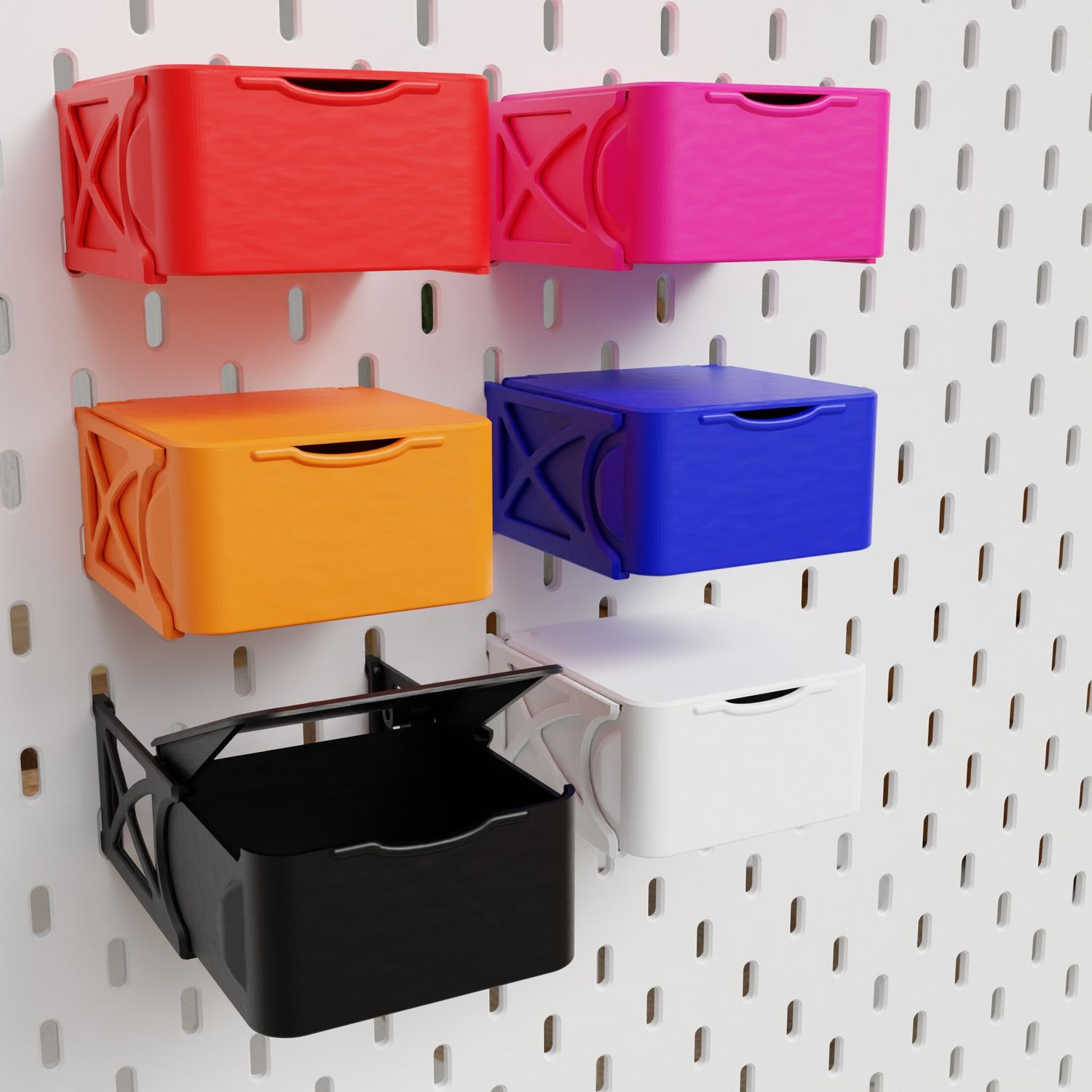 Kleine Box mit selbst öffnendem Deckel kompatibel mit der Ikea Lochwand