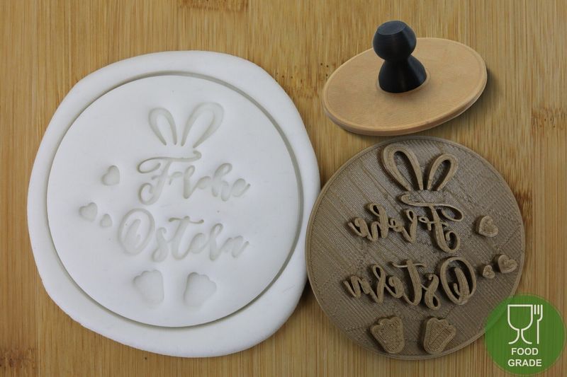 Prägestempel 'Frohe Ostern' 5/7cm für Kekse/Fondant/Knete mit praktischem Griff Prägestempel 'Frohe Ostern' 5/7cm für Kekse/Fondant/Knete mit praktischem Griff
