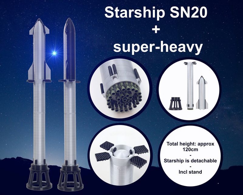 STARSHIP SN20 + super heavy booster SpaceX model kit scale 1:200 (length approx 600 mm) STARSHIP SN20 + super heavy booster SpaceX model kit scale 1:200 (length approx 600 mm)