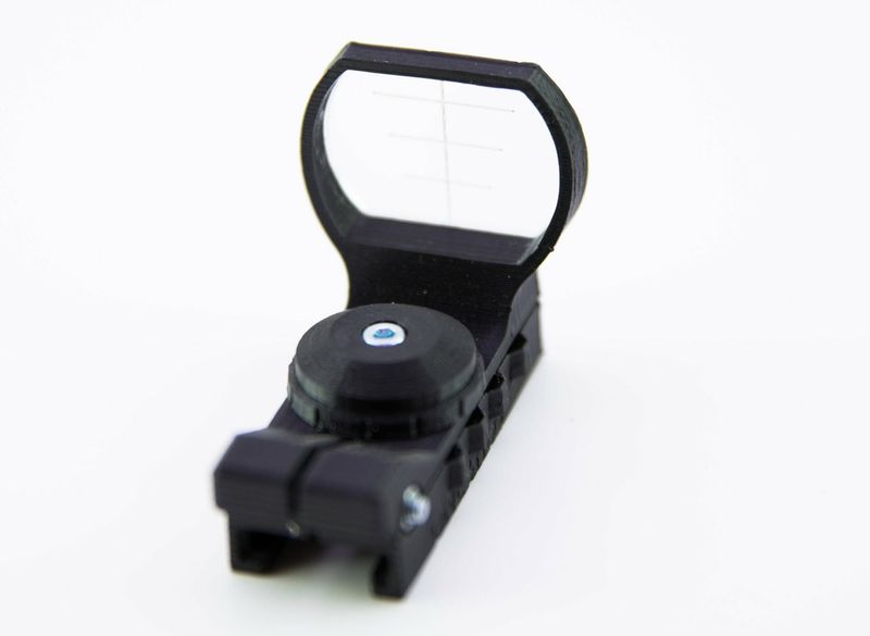 Tactical Scope (Nerf compatible) 3D printed with laser cut acrylic panel Tactical Scope (Nerf compatible) 3D printed with laser cut acrylic panel