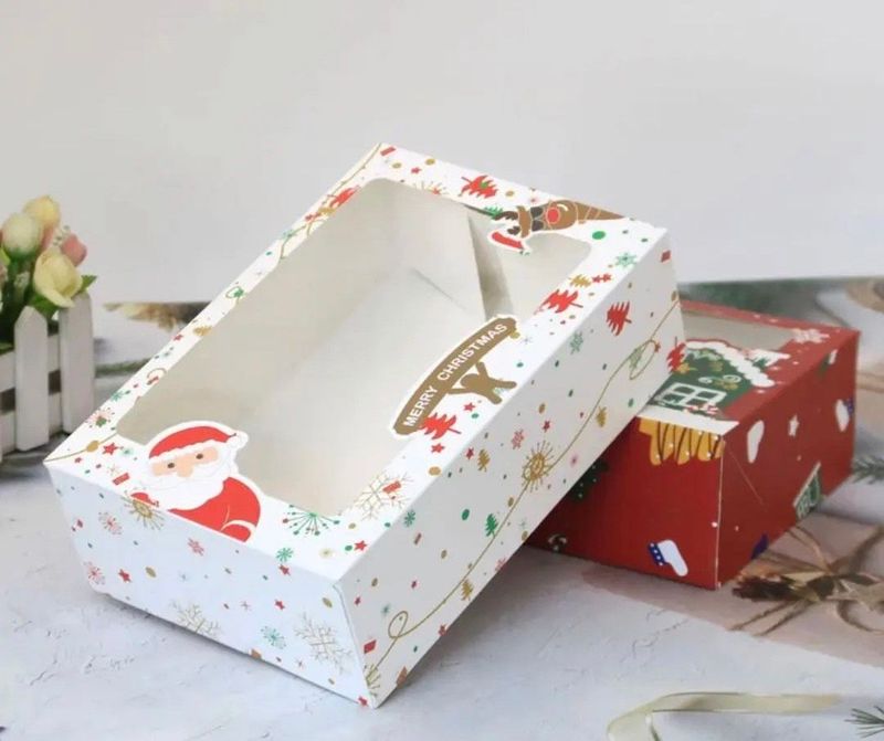 Weiss Weihnachtsplätzchen Boxen mit Fenster, Leckerli-Boxen, Cupcake-Boxen, Feiertagsgeschenke, Backwaren und Partygeschenke