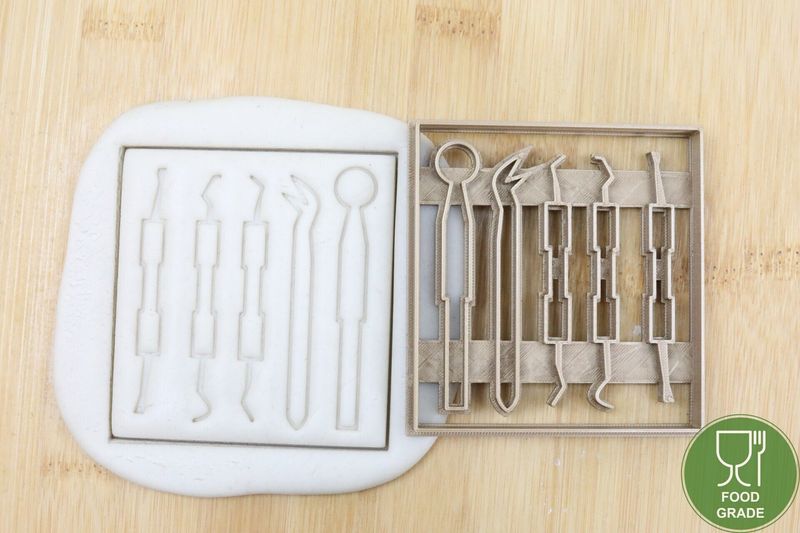 Zahnarzt Untersuchung Werkzeuge Keksausstecher Plätzchen und Fondant ca.8cm Zahnarzt Untersuchung Werkzeuge Keksausstecher Plätzchen und Fondant ca.8cm
