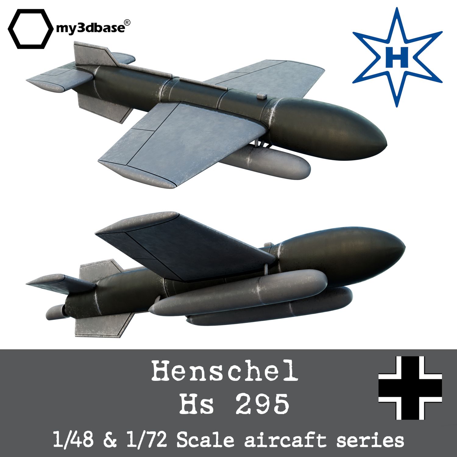 Henschel Hs 295 1:48 Bausatz - model kit 3d printed Henschel Hs 295 1:48 Bausatz - model kit 3d printed