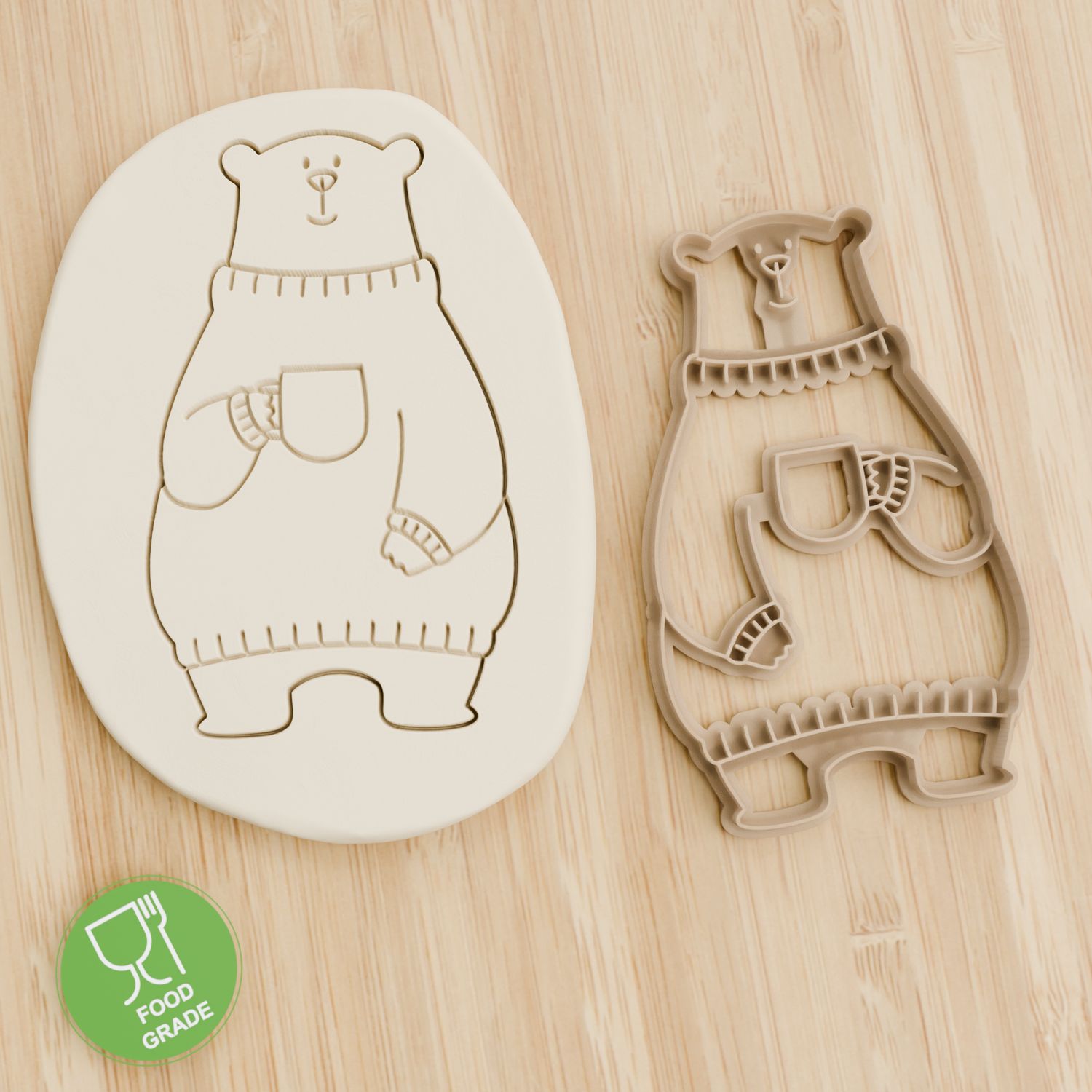 Eisbaer mit Tasse Plätzchen Ausstechform Keksausstecher Fondant ca.8cm