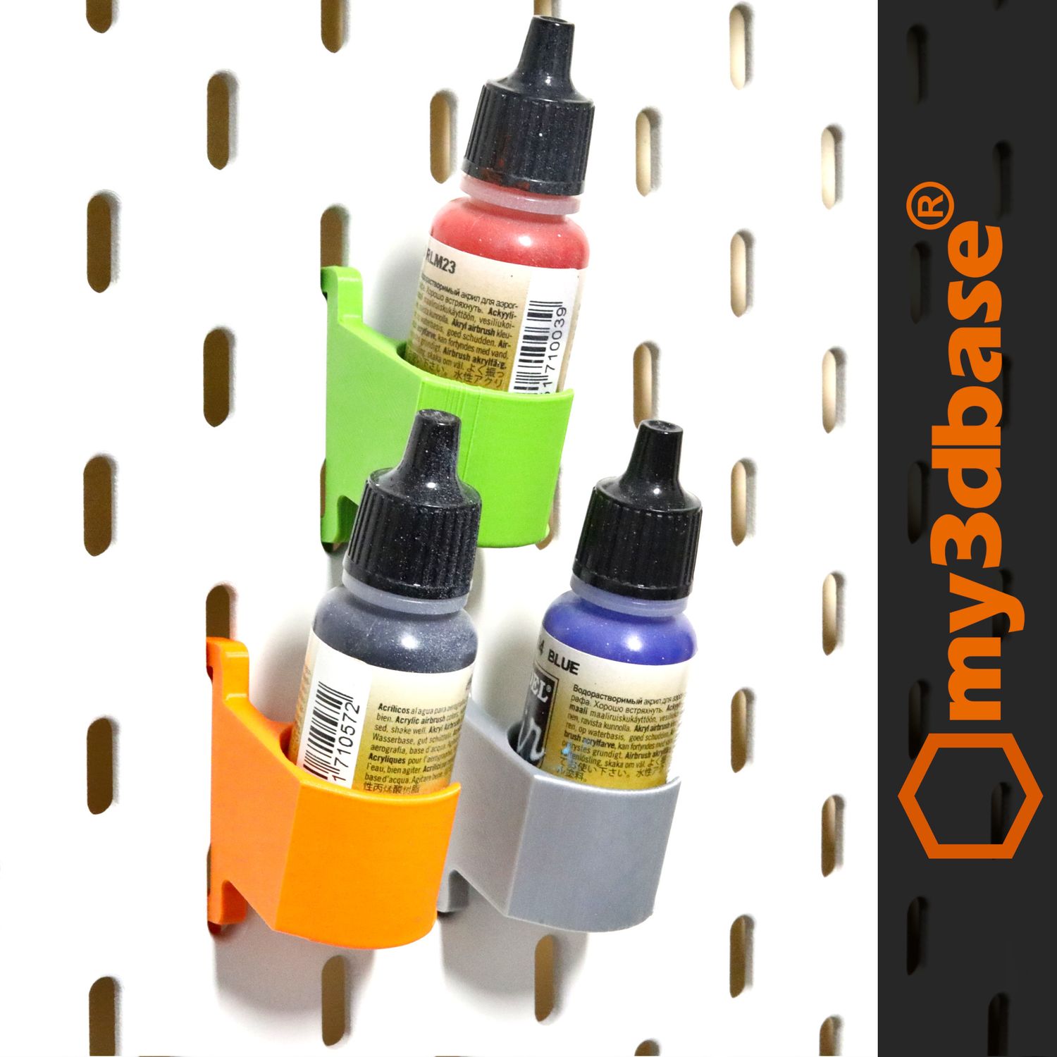 Vallejo bottle holder for skadis Ikea pegboard (set includes 5 hooks) Vallejo bottle holder for skadis Ikea pegboard (set includes 5 hooks)