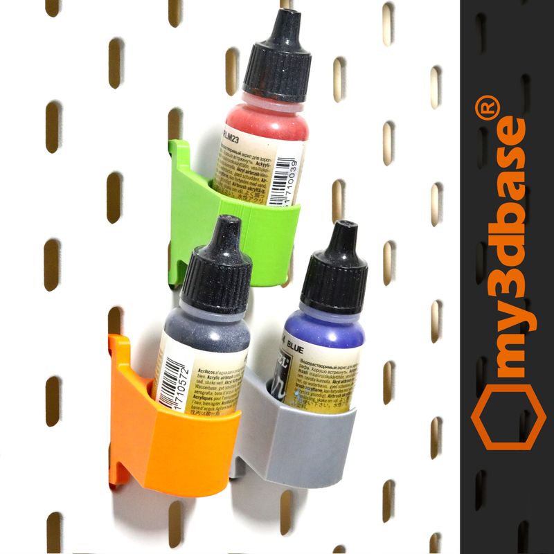 Vallejo bottle holder for skadis Ikea pegboard (set includes 5 hooks)