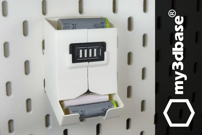 AA/AAA battery storage  for skadis for one slot for Ikea pegboards
