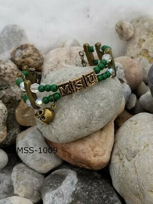 MSS-1009 
Michigan State University Brass-Helmet Letter Bracelet