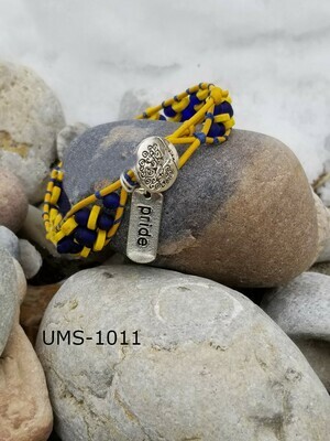 UMS-1011 
University of Michigan  Yellow Leather - Pride Wrap Bracelet