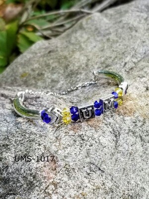 UMS-1017 
University of Michigan  Silver- Single Letter Bracelet