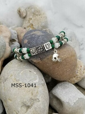 MSS-1041 
Michigan State University Silver- Helmet Letter Bracelet