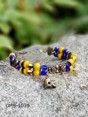 UMS-1039 
University of Michigan  Brass- Helmet Letter Yellow Bracelet