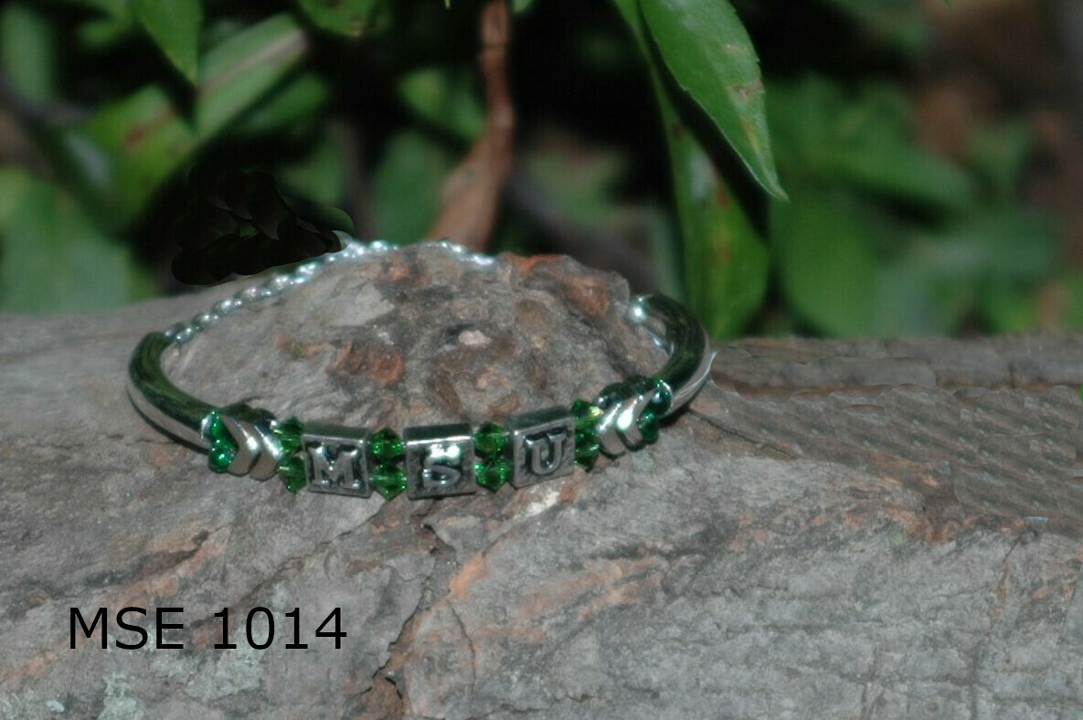 MSE-1014
Michigan State University Silver letters and crystal bangle