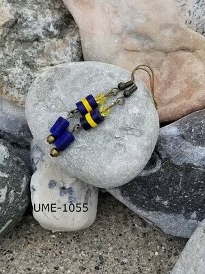 UME-1055
University of Michigan- Bronze blue tube with blue and yellow discs